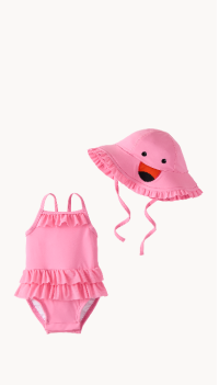 Baby One-Piece Flamingo Swimsuit & Swim Hat Set