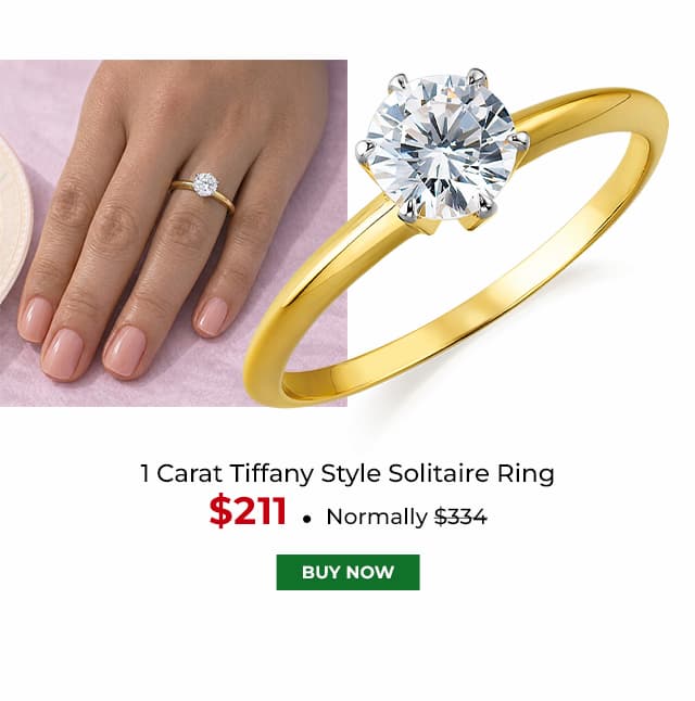 1 Carat Tiffany Style Solitaire Ring Gold Clad