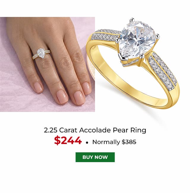 2 25 Carat Accolade Pear Ring Gold Clad