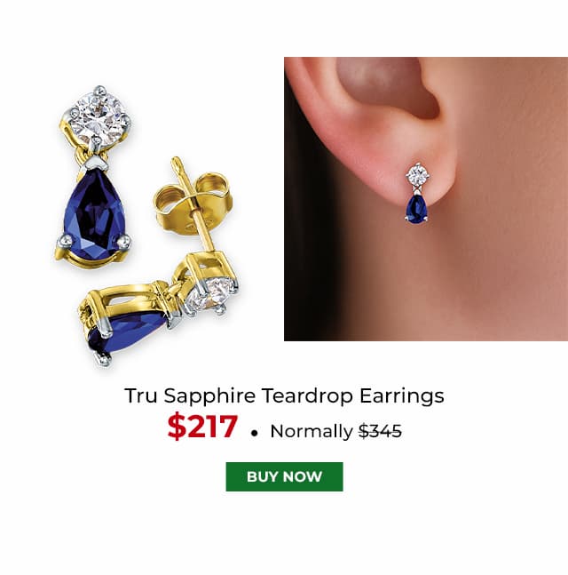 Tru Sapphire Teardrop Earrings Gold Clad