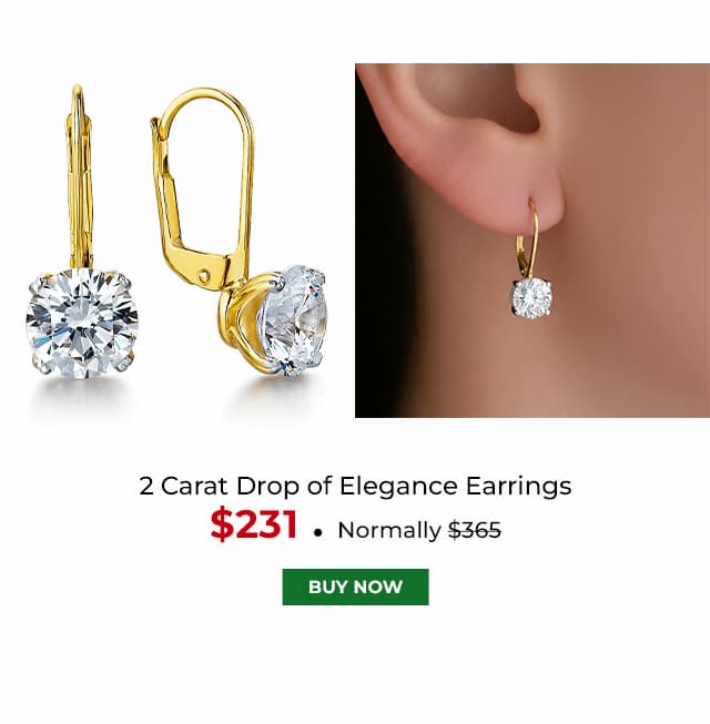 2 Carat Drop of Elegance Earrings Gold Clad