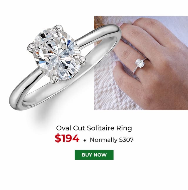 Oval Cut Solitaire Ring Platinum Clad