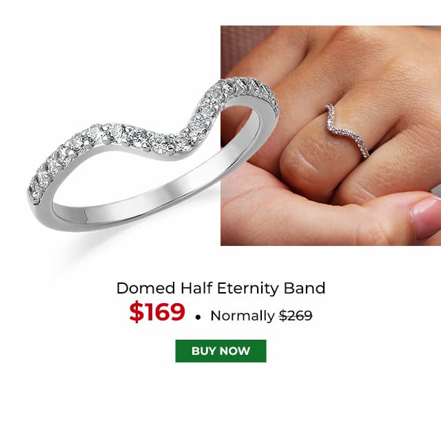 Domed Half Eternity Band Platinum Clad