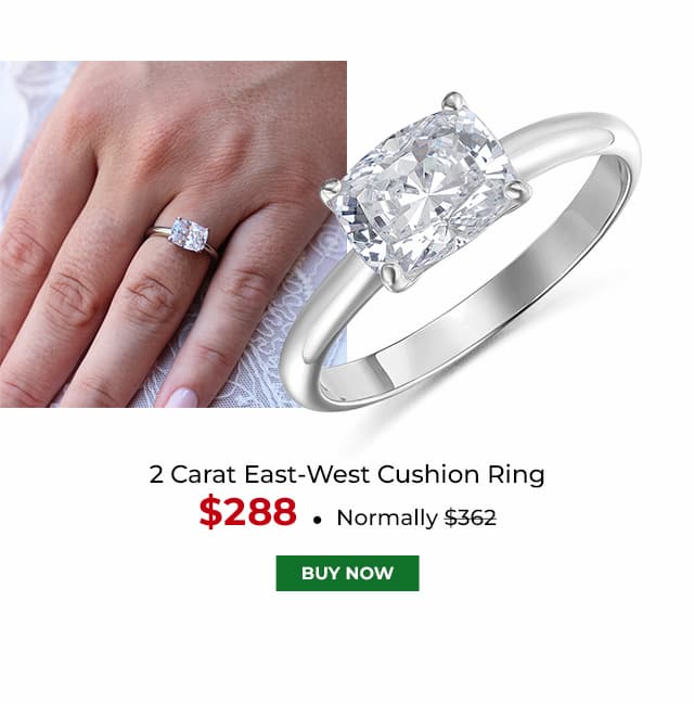 2 Carat East West Cushion Ring Platinum Clad