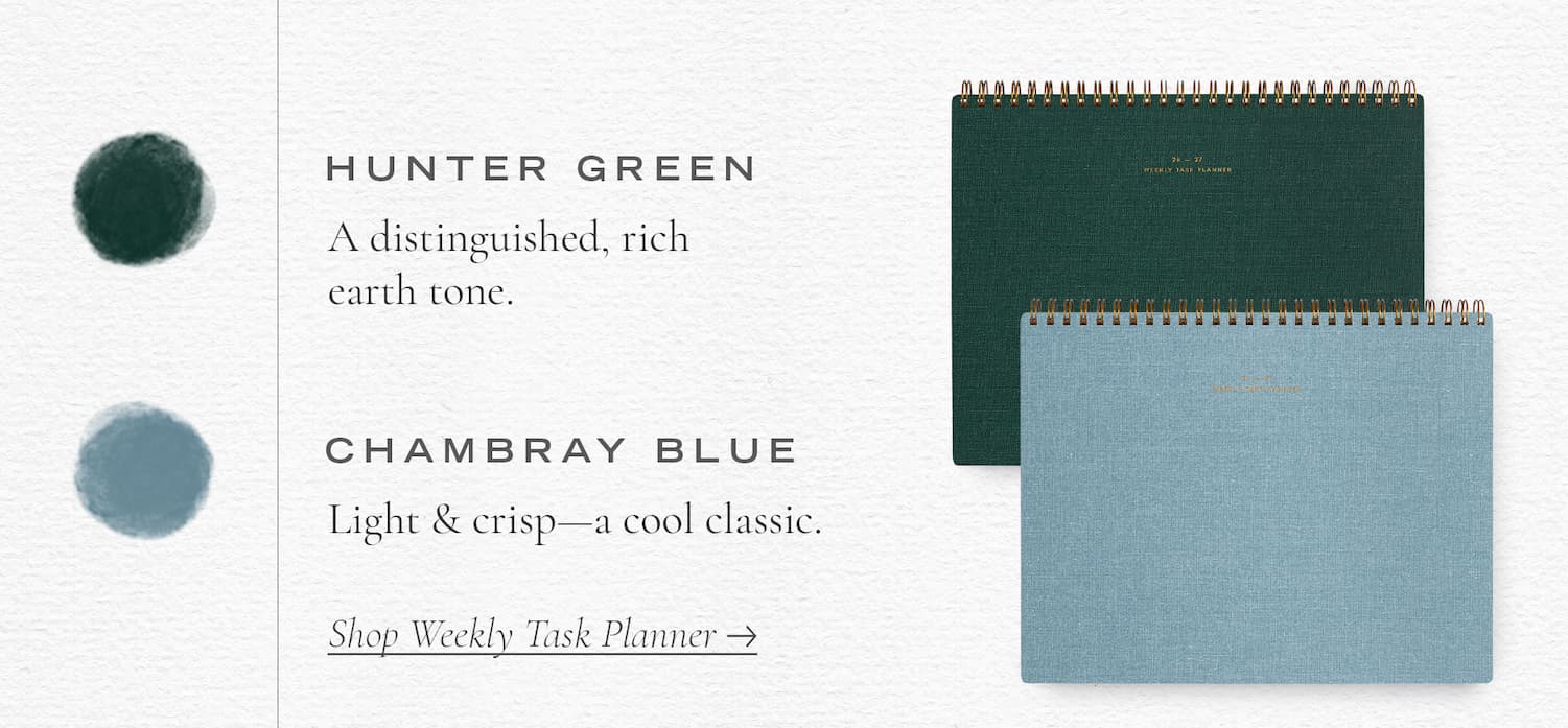 Hunter Green and Chambray Blue Weekly Task Planner