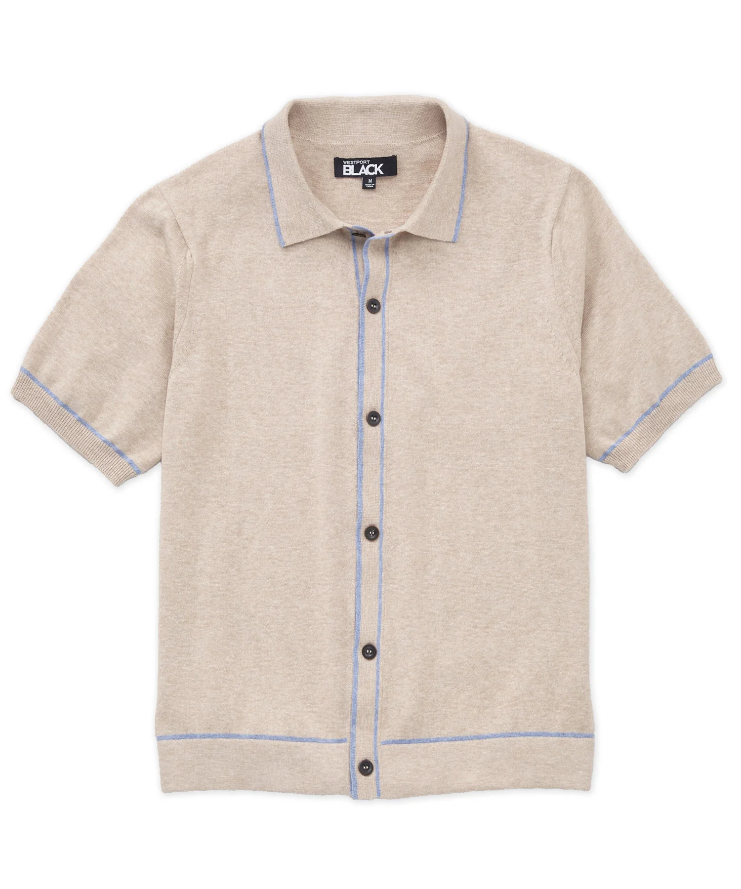 Westport Black Short Sleeve Darin Button Front Polo