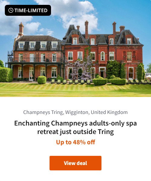 Enchanting Champneys adults-only spa retreat just outside Tring