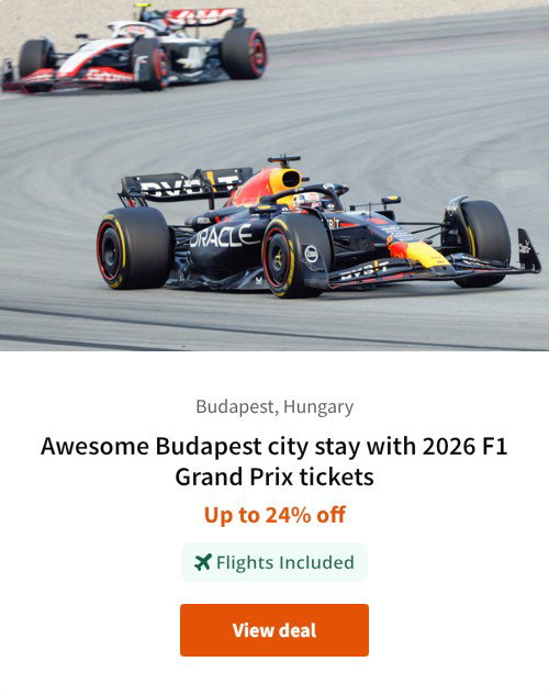 Awesome Budapest city stay with 2026 F1 Grand Prix tickets