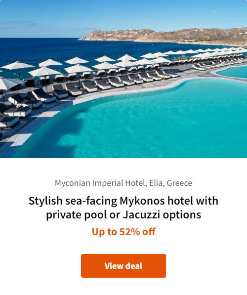 Stylish sea-facing Mykonos hotel with private pool or Jacuzzi options