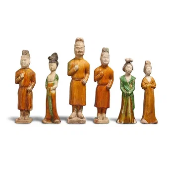 Six Sancai-Glazed Pottery Figures