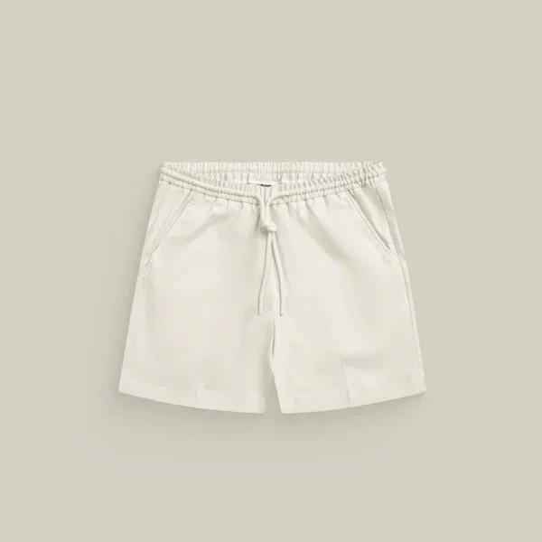 Stretch Cotton Drawstring Shorts Off White
