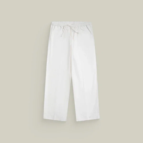 Stretch Cotton Wide Leg Pant White