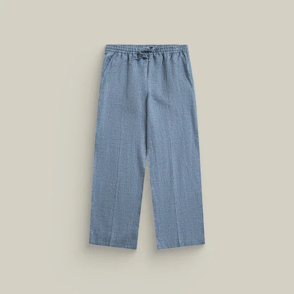 Linen Cotton Wide Leg Pant Light Blue