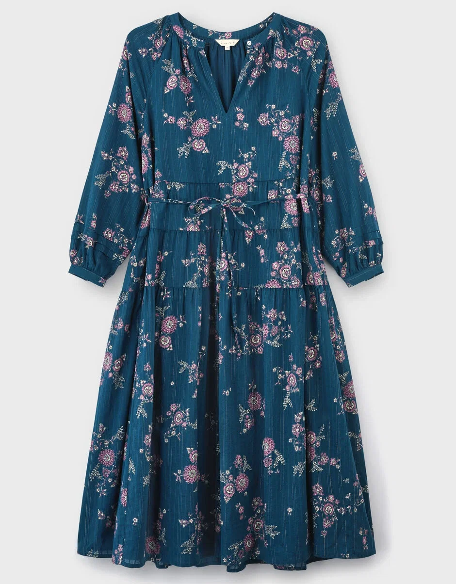 Layla Floral Print Cotton Midi Dress