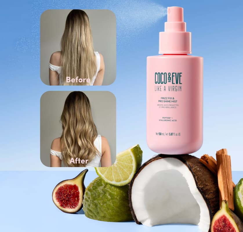Coco & Eve | Frizz Fix & Pro Shine Mist | Before + After
