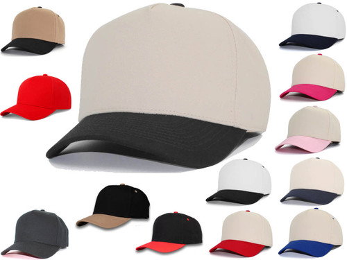 Blank A-Frame Snapback Hats – 5 Panel Mid Profile Cotton Hats with Seamless Front Panel & Matching Underbill – 5394