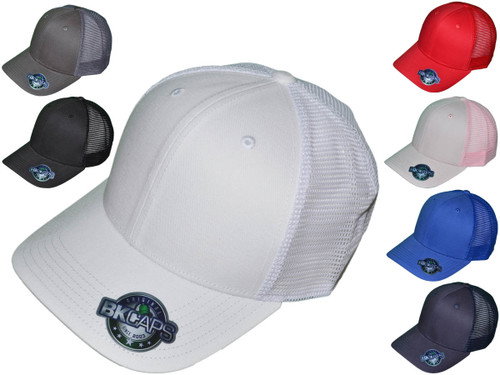 Blank Trucker Hats - Unisex Cotton Mid Profile Solid Color Structured Snapback Caps (7 Colors) - 5316