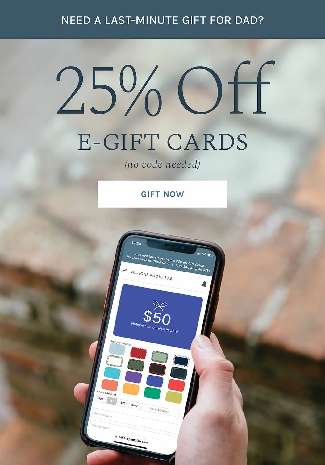 25% off gift cards for Dad, no code needed