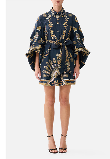 VOLUME SLEEVE SHIRT DRESS WITH TIE | TAURUS RISING