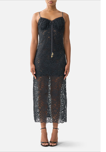 LACE GATHERED BODICE SLIP DRESS | TAURUS RISING