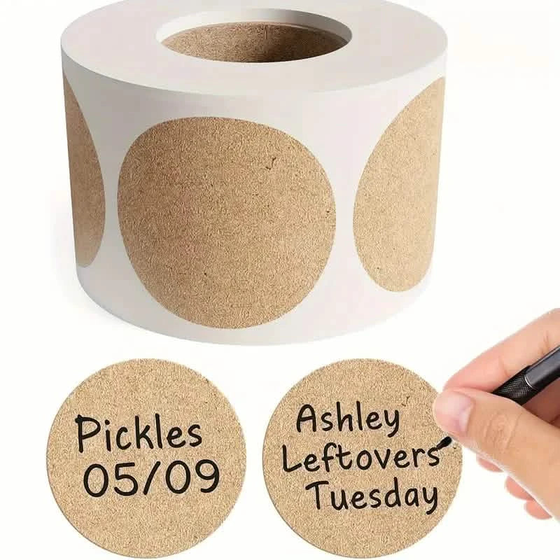 Image of Kraft Paper Round Self-adhesive Label Paper Item Classification Name Stickers Personalized Labels