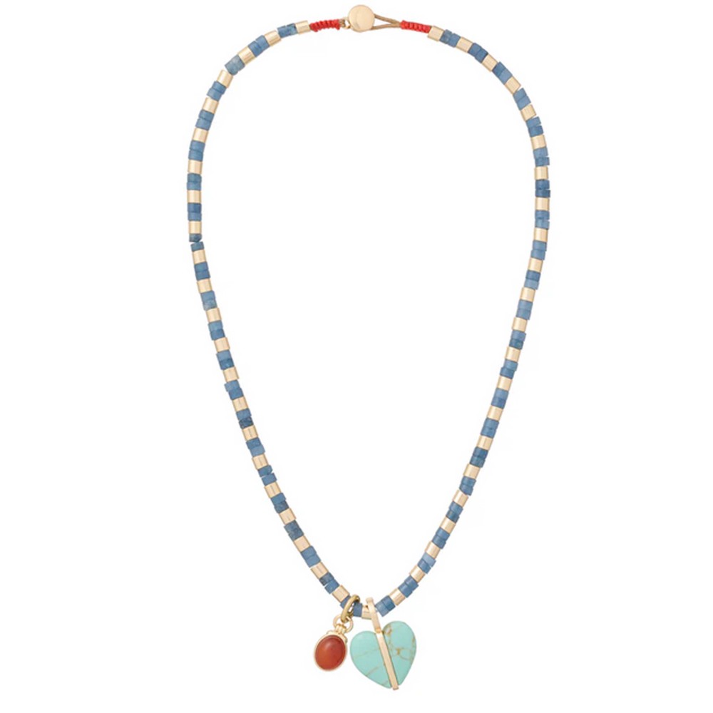 Image of Bar Necklace - Denim/Gold