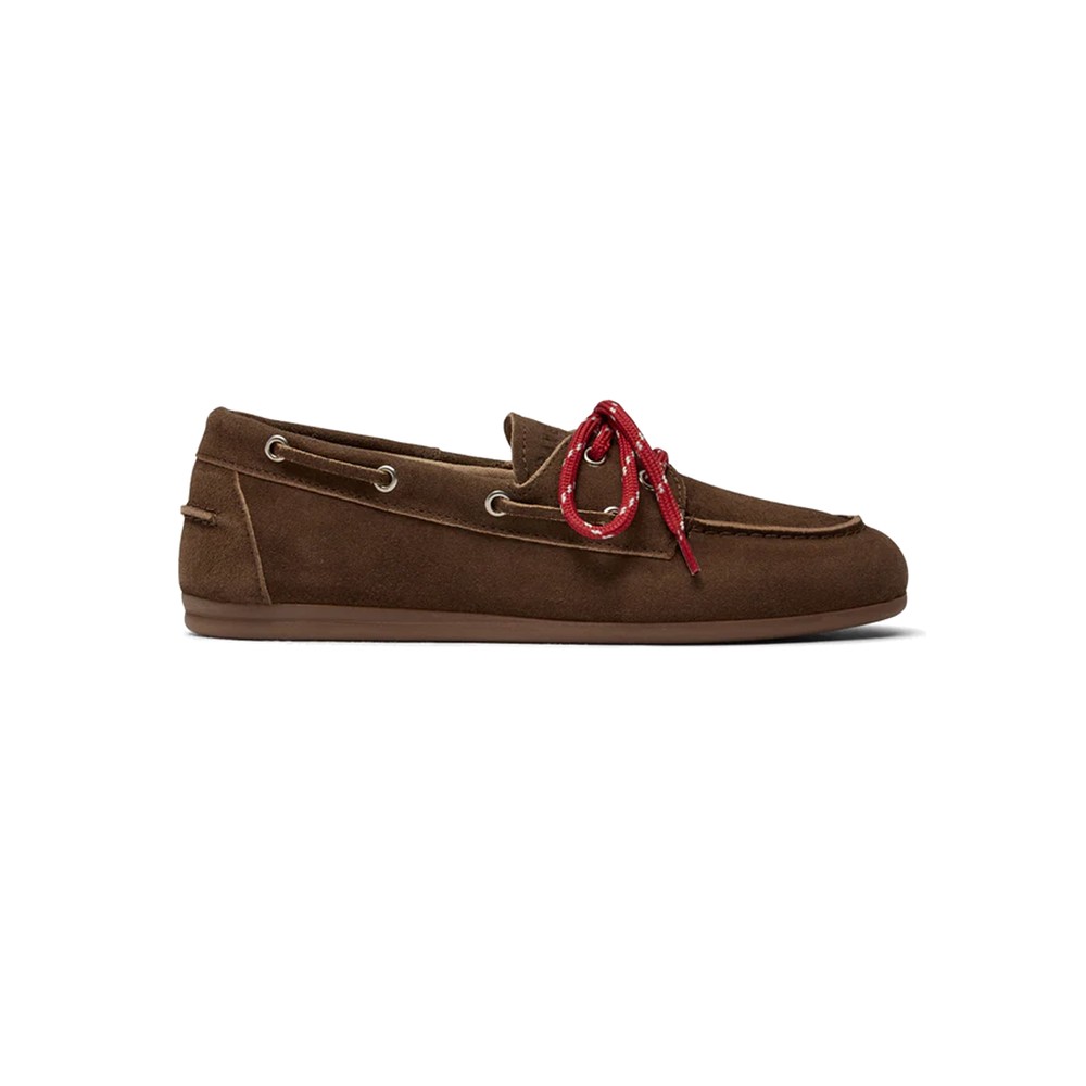 Image of Pamarin Colour Multi Lace Loafer - Brown Suede & Red