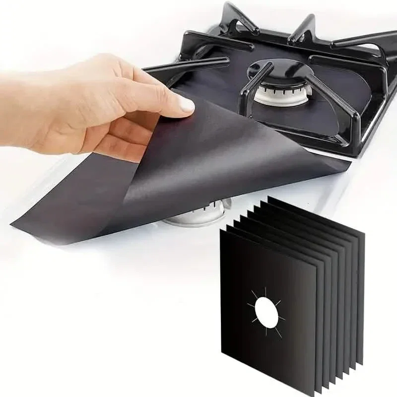 Image of 4-Pack: Gas Stove Burner Covers - Reusable Non-Stick PVC Stovetop Protector Liners