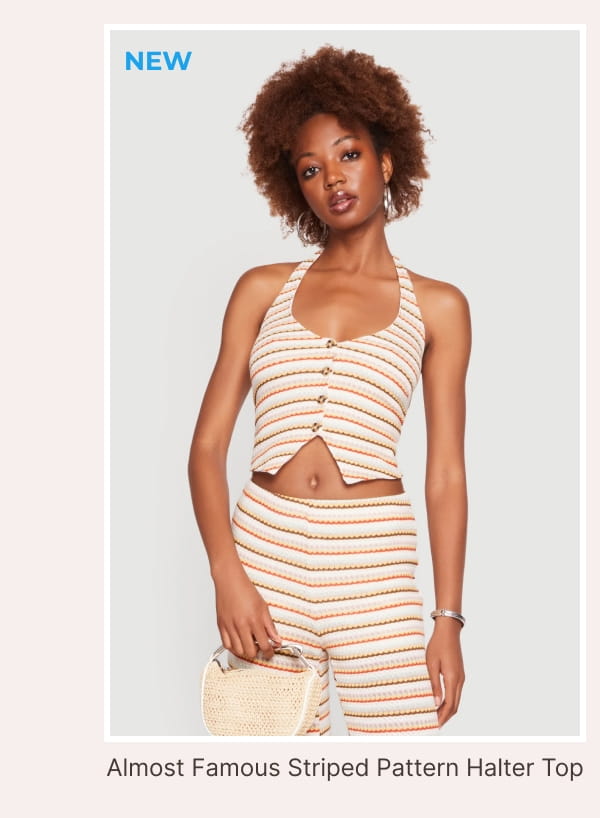 Shop Almost Famous Striped Pattern Halter Crop Top