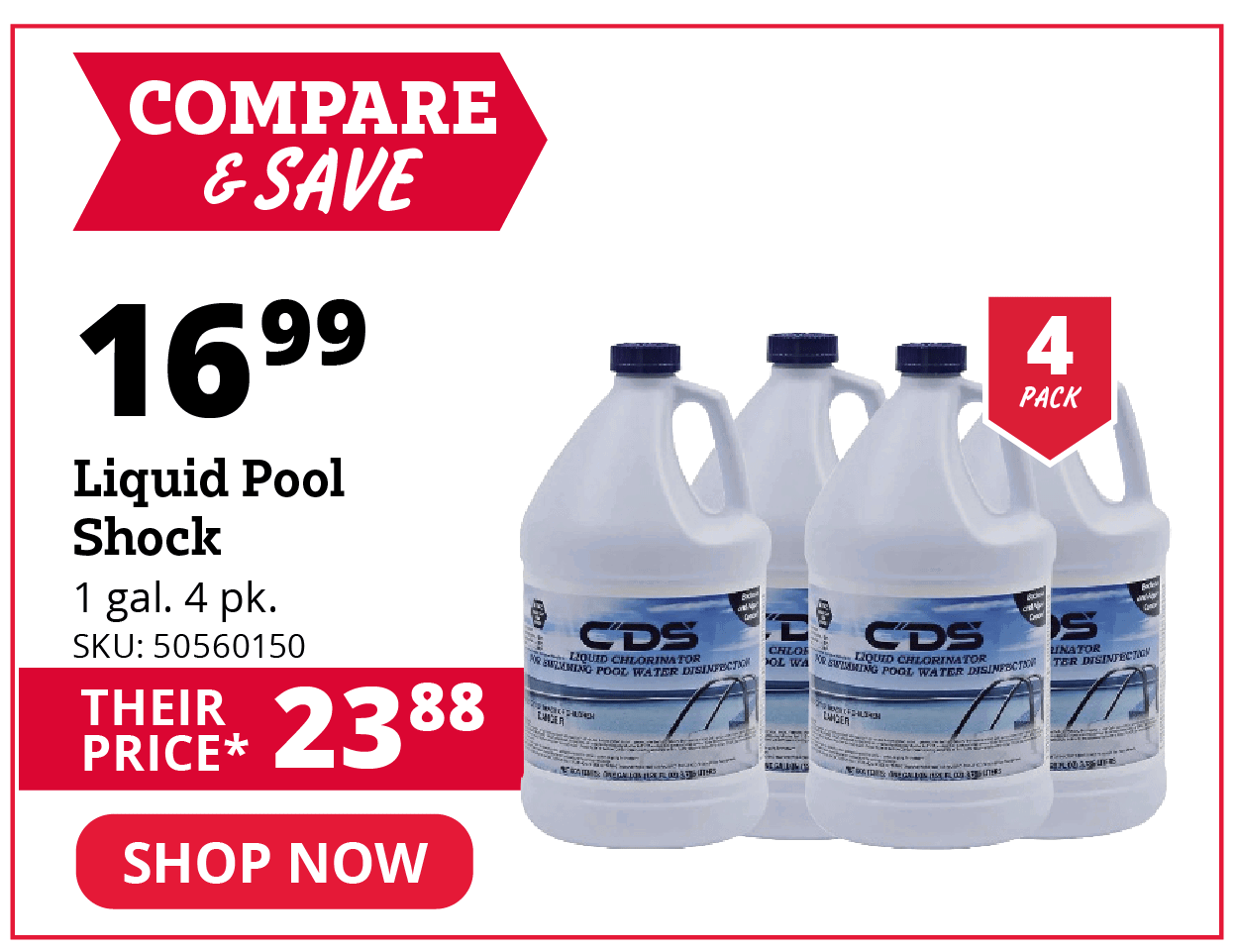 Liquid Pool Shock 4 pack