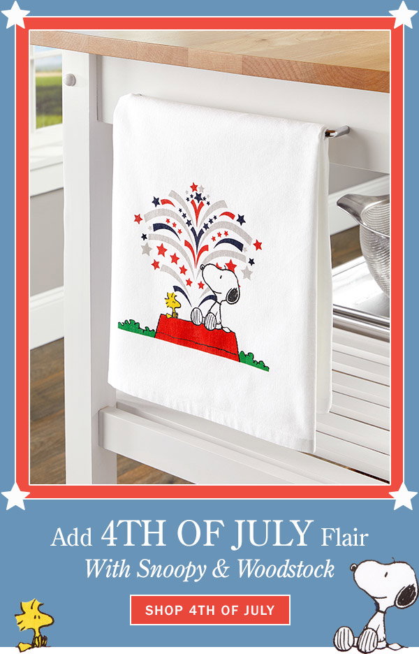 Add 4th of July Flair With Snoopy & Woodstock. Shop 4th of July. Peanuts Snoopy and Woodstock Americana Cotton Flour Sack Kitchen Towel, Set of 2