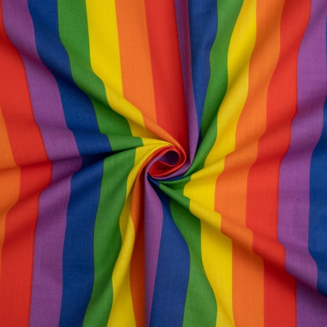Minerva Core Range Printed Polycotton Fabric 27mm Rainbow