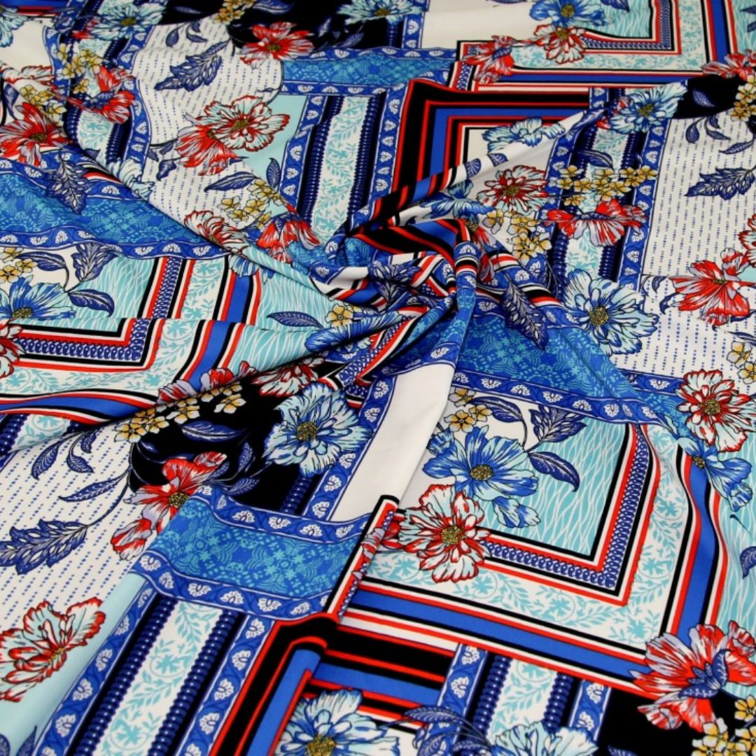 Deadstock Stretch Woven Polyester Crepe Fabric Sapphire