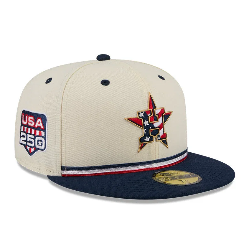 Image of New Era 59Fifty 2026 MLB 4th of July Houston Astros 250th Anniversary Patch Hat - White, Royal