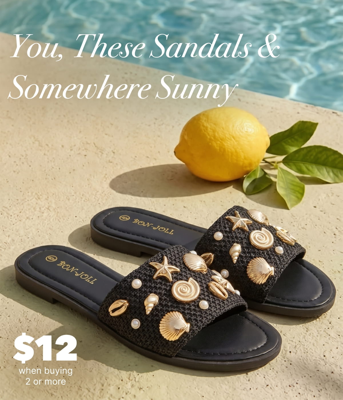 You, These Sandals & Somewhere Sunny - Shop Metallic Seashell Band Slide Sandals