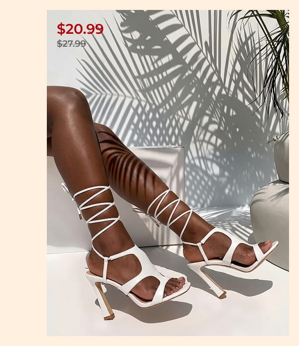 Shop Gold Sole Strappy Lace Up Open Toe Heels