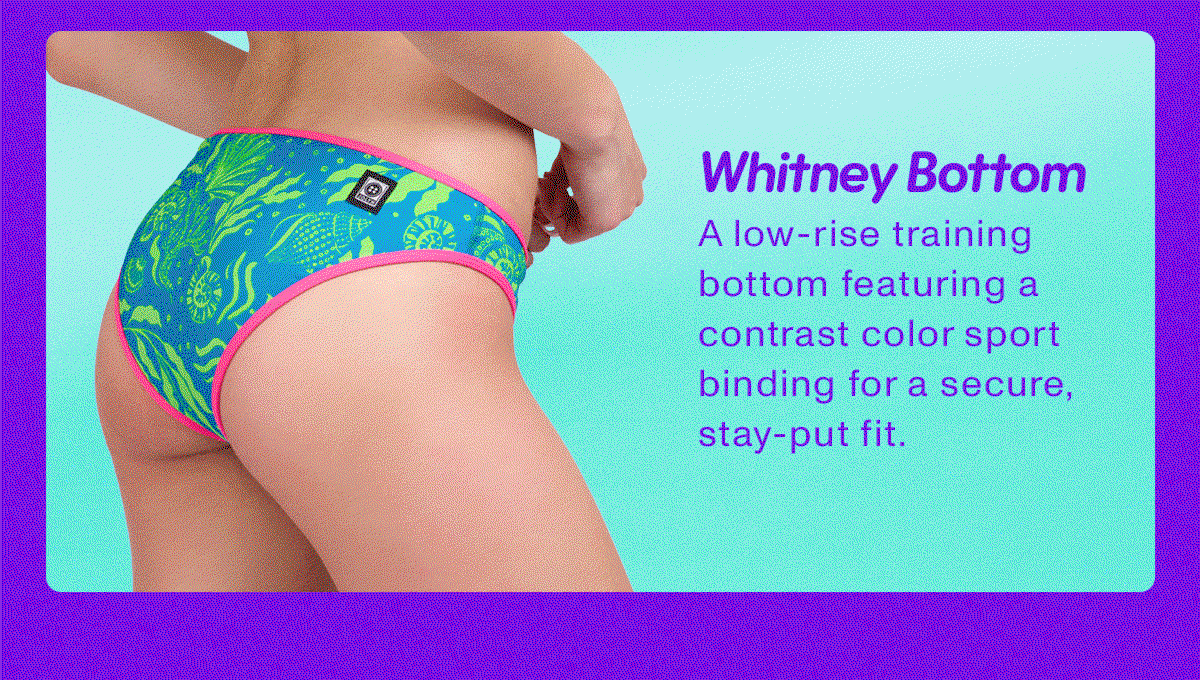 Whitney Bottom - A low-rise training bottom featuring a contrast color sport binding for a secure, stay-put fit.