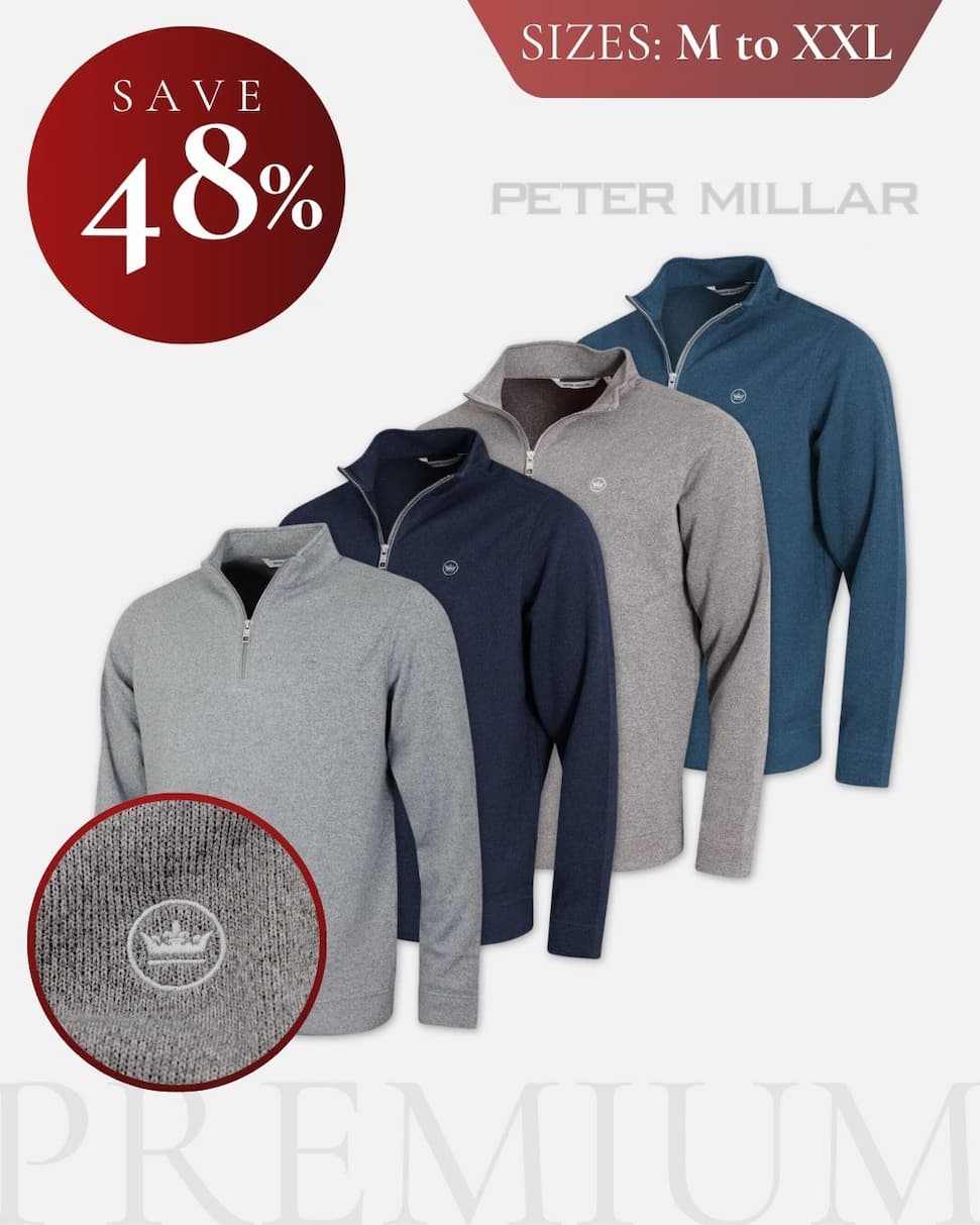 Peter Millar Mens Crown Fleece Stretch Lightweight Quarter-Zip Golf Sweater