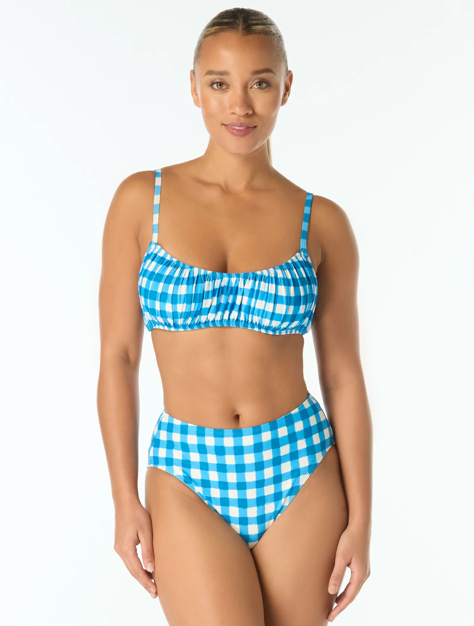 Image of kate spade new york Shirred Bralette Bikini Top - Gingham