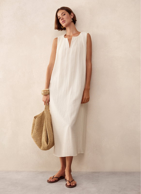 Crinkle dress with gathered back