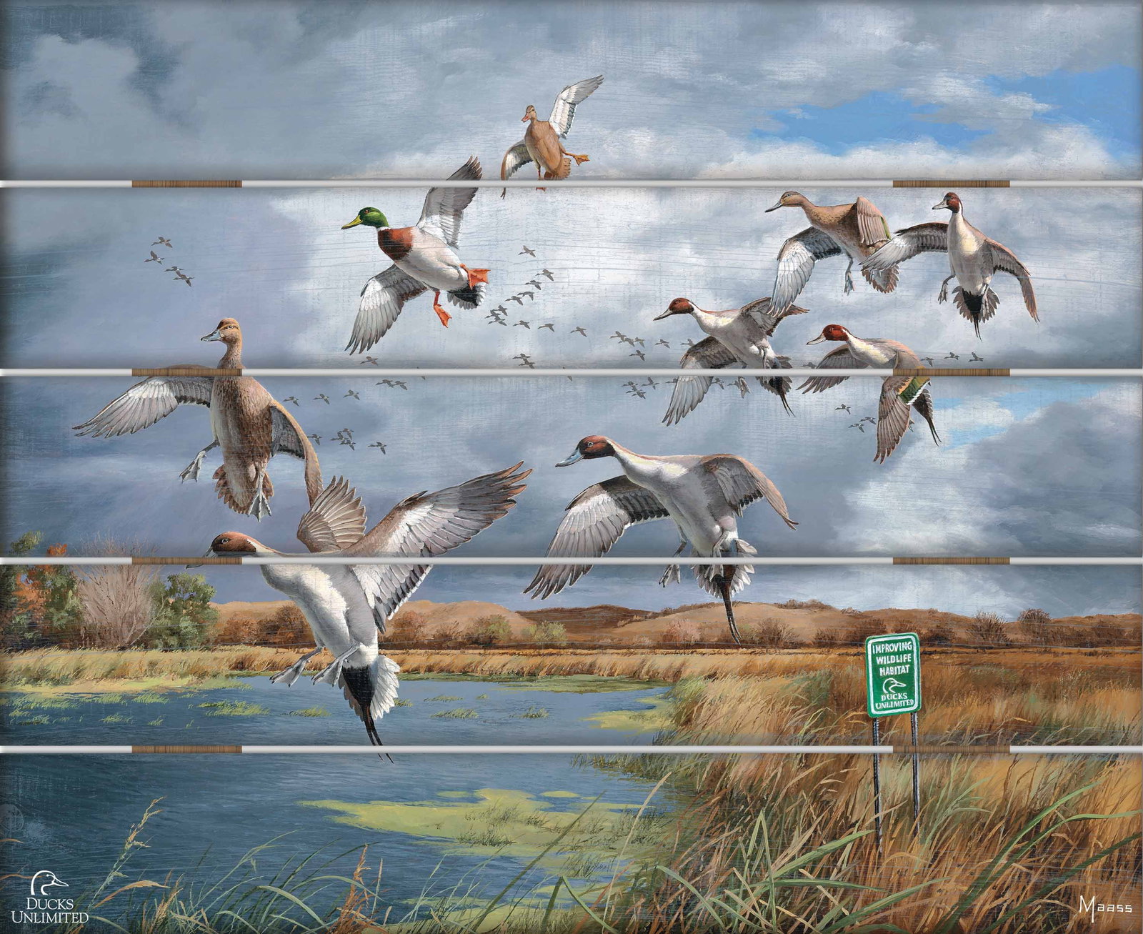 Image of Fruits of Your Labor Pintails and Mallards 18" x 22" Pallet Wall Art - Official Ducks Unlimited Art
