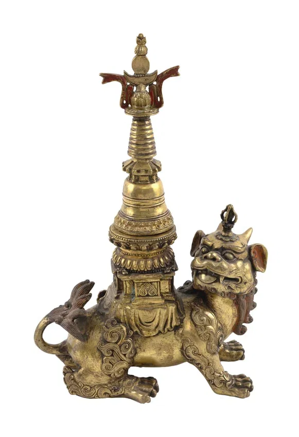 CHINESE BRONZE FOO DOG 19th Century or Earlier Height 14
