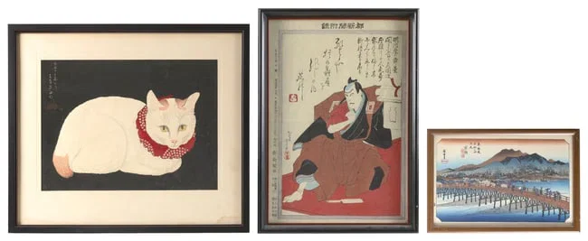 THREE JAPANESE WOODBLOCK PRINTS 7.5