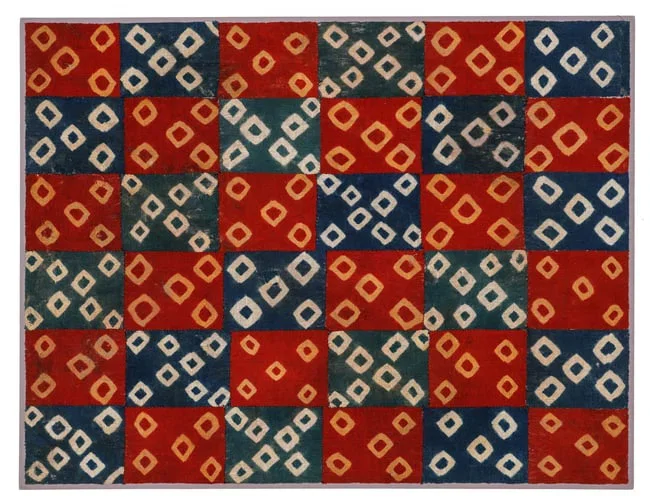 Nazca Resist-Dyed Wool Mantle, circa 500-700 CE.