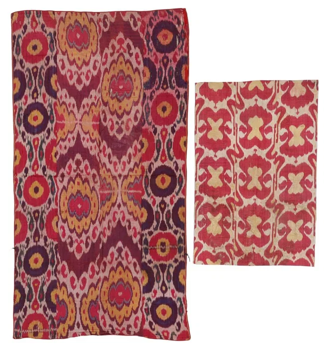 Two Central Asian Silk Ikat Panels, 19th C.
