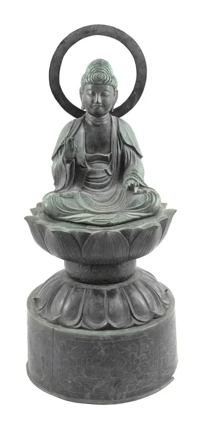 JAPANESE PATINATED BRONZE BUDDHA Late 19th Century Height 23