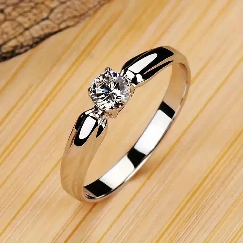 Image of Classic 4-prong Set Round Zirconia Ring For Women