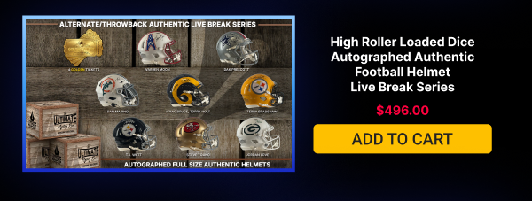 High Roller Loaded Dice Autographed Authentic Football Helmet Live Break Series