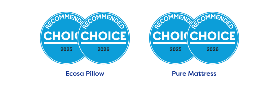 RECOMMENDED BY CHOICE by 2025 & 2026 - Ecosa Pillow, Pure Mattress