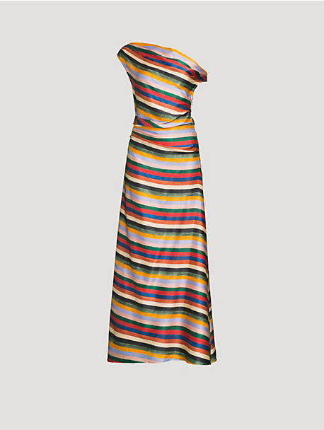 Phare Off-The-Shoulder Dress In Stripe Print